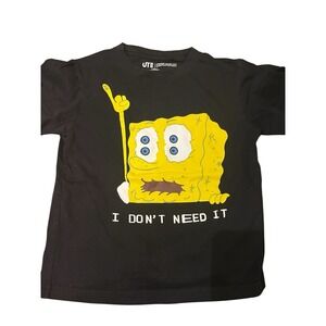 Youth SpongeBob Square Pants Graphic Tee Size 5/6 Black Short Sleeve Front back